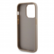 Iphone 15 Pro Guess Pu Läder 4g Rund Metalllogo Med Strass - Guld