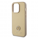 Iphone 15 Pro Guess Pu Läder 4g Rund Metalllogo Med Strass - Guld