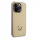 Iphone 15 Pro Guess Pu Läder 4g Rund Metalllogo Med Strass - Guld