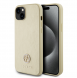 Iphone 15 Guess Pu Läder 4g Rund Metalllogo Med Strass - Guld