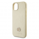 Iphone 15 Guess Pu Läder 4g Rund Metalllogo Med Strass - Guld