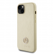 Iphone 15 Guess Pu Läder 4g Rund Metalllogo Med Strass - Guld