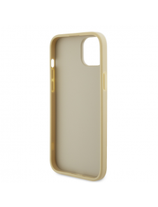 Iphone 15 Guess Pu Läder 4g Rund Metalllogo Med Strass - Guld