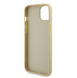 Iphone 15 Guess Pu Läder 4g Rund Metalllogo Med Strass - Guld