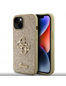 Iphone 13 Guess - Pu-fodral Fast Glitter Med Stor 4g Metalllogo - Guld