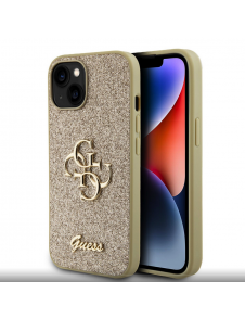 Iphone 13 Guess - Pu-fodral Fast Glitter Med Stor 4g Metalllogo - Guld