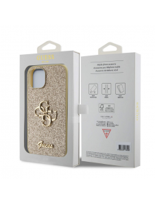Iphone 13 Guess - Pu-fodral Fast Glitter Med Stor 4g Metalllogo - Guld