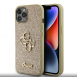 Iphone 12 / 12 Pro Guess - Pu-fodral Fast Glitter Med Stor 4g Metalllogo - Guld