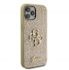 Iphone 12 / 12 Pro Guess - Pu-fodral Fast Glitter Med Stor 4g Metalllogo - Guld