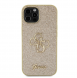 Iphone 12 / 12 Pro Guess - Pu-fodral Fast Glitter Med Stor 4g Metalllogo - Guld