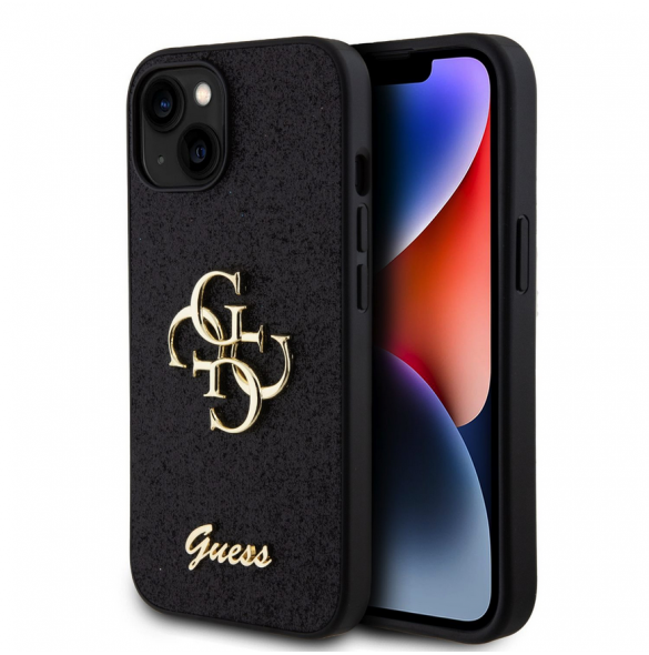 Iphone 13 Guess - Pu-fodral Fast Glitter Med Stor 4g Metalllogo - Svart