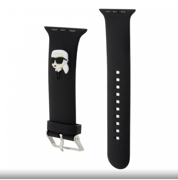Karl - Apple Watch Strap Gummi Nft K Huvudlogo - Svart-42/44mm