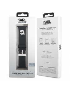 Karl - Apple Watch Strap Gummi Nft K Huvudlogo - Svart-38/40mm