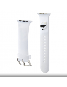 Karl - Apple Watch Strap Gummi Nft Choupette Huvudlogo - Vit-42/44mm