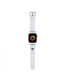 Karl - Apple Watch Strap Gummi Nft Choupette Huvudlogo - Vit-42/44mm