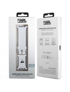 Karl - Apple Watch Strap Gummi Nft Choupette Huvudlogo - Vit-42/44mm