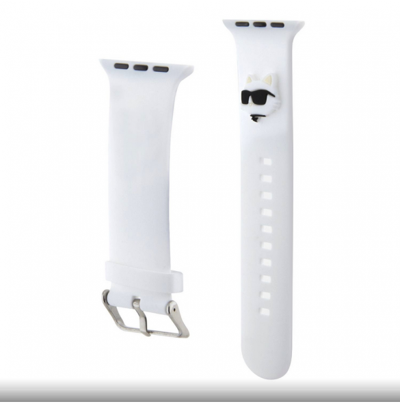 Karl - Apple Watch Strap Gummi Nft Choupette Huvudlogo - Vit-38/40mm