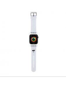 Karl - Apple Watch Strap Gummi Nft Choupette Huvudlogo - Vit-38/40mm