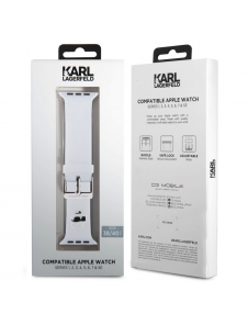 Karl - Apple Watch Strap Gummi Nft Choupette Huvudlogo - Vit-38/40mm