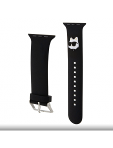 Karl - Apple Watch Strap Gummi Nft Choupette Huvudlogo - Svart-42/44mm