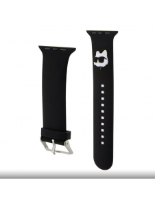 Karl - Apple Watch Strap Gummi Nft Choupette Huvudlogo - Svart-42/44mm