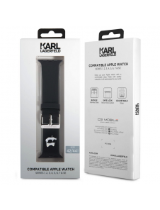 Karl - Apple Watch Strap Gummi Nft Choupette Huvudlogo - Svart-42/44mm
