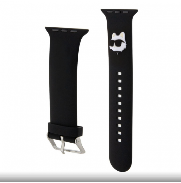 Karl - Apple Watch Strap Gummi Nft Choupette Huvudlogo - Svart-38/40mm