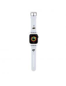 Karl - Apple Watch Strap Gummi Nft Logologor För Karl Och Choupette-huvud - Vit-42/44mm