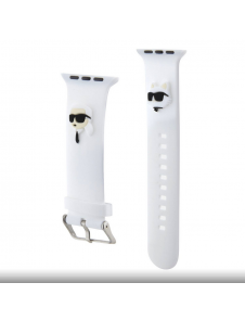 Karl - Apple Watch Strap Gummi Nft Logologor För Karl Och Choupette Huvud - Vit-38/40mm