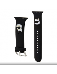 Karl - Apple Watch Strap Gummi Nft Logologor För Karl Och Choupette-huvud - Svart-42/44mm