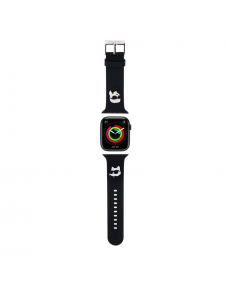 Karl - Apple Watch Strap Gummi Nft Logologor För Karl Och Choupette-huvud - Svart-42/44mm