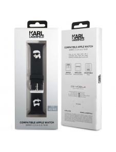 Karl - Apple Watch Strap Gummi Nft Logologor För Karl Och Choupette-huvud - Svart-42/44mm