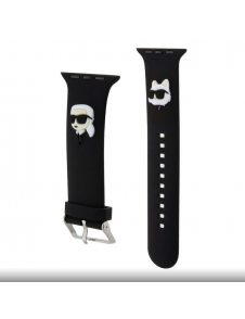 Karl - Apple Watch Strap Gummi Nft Logologor För Karl Och Choupette-huvud - Svart-38/40mm
