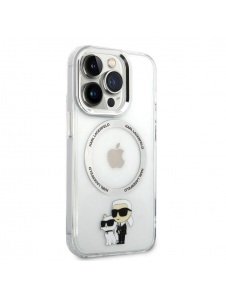 Iphone 15 Pro Max Karl - Magsafe - Iml Metal Outline Nft Karl & Choupette - Transparent