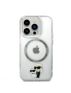 Iphone 15 Pro Max Karl - Magsafe - Iml Metal Outline Nft Karl & Choupette - Transparent