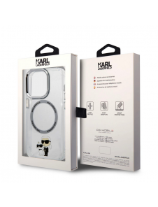 Iphone 15 Pro Karl - Magsafe - Iml Metal Outline Nft Karl & Choupette - Transparent