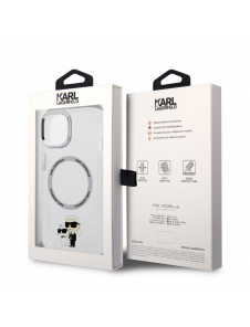 Iphone 15 Karl - Magsafe - Iml Metal Outline Nft Karl & Choupette - Transparent