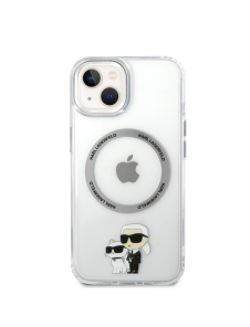 Iphone 15 Karl - Magsafe - Iml Metal Outline Nft Karl & Choupette - Transparent