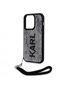 Karl Lagerfeld Paljetter Vändbart Fodral för iPhone 15 Pro Max Svart/Silver