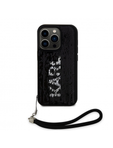 Karl Lagerfeld Paljetter Vändbart Fodral för iPhone 15 Pro Max Svart/Silver