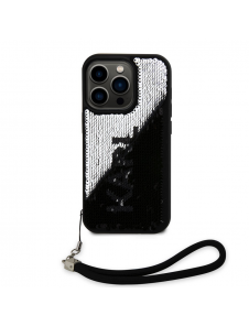 Karl Lagerfeld Paljetter Vändbart Fodral för iPhone 15 Pro Max Svart/Silver