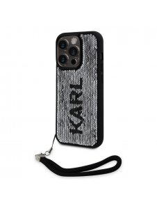 Karl Lagerfeld Paljetter Vändbart Fodral för iPhone 15 Pro Max Svart/Silver