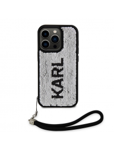Karl Lagerfeld Paljetter Vändbart Fodral till iPhone 15 Pro Svart/Silver