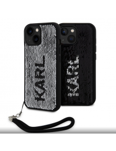 Karl Lagerfeld Paljetter Vändbart Fodral till iPhone 15 Svart/Silver