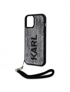 Karl Lagerfeld Paljetter Vändbart Fodral till iPhone 15 Svart/Silver