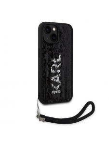 Karl Lagerfeld Paljetter Vändbart Fodral till iPhone 15 Svart/Silver