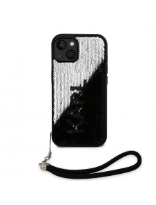 Karl Lagerfeld Paljetter Vändbart Fodral till iPhone 15 Svart/Silver