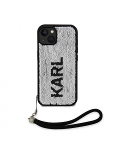 Karl Lagerfeld Paljetter Vändbart Fodral till iPhone 15 Svart/Silver