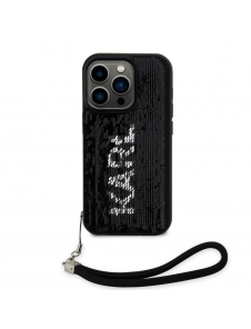Karl Lagerfeld Paljetter Vändbart Fodral till iPhone 13 Pro Max Svart/Silver