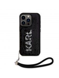 Karl Lagerfeld Paljetter Vändbart Fodral till iPhone 13 Pro Svart/Silver